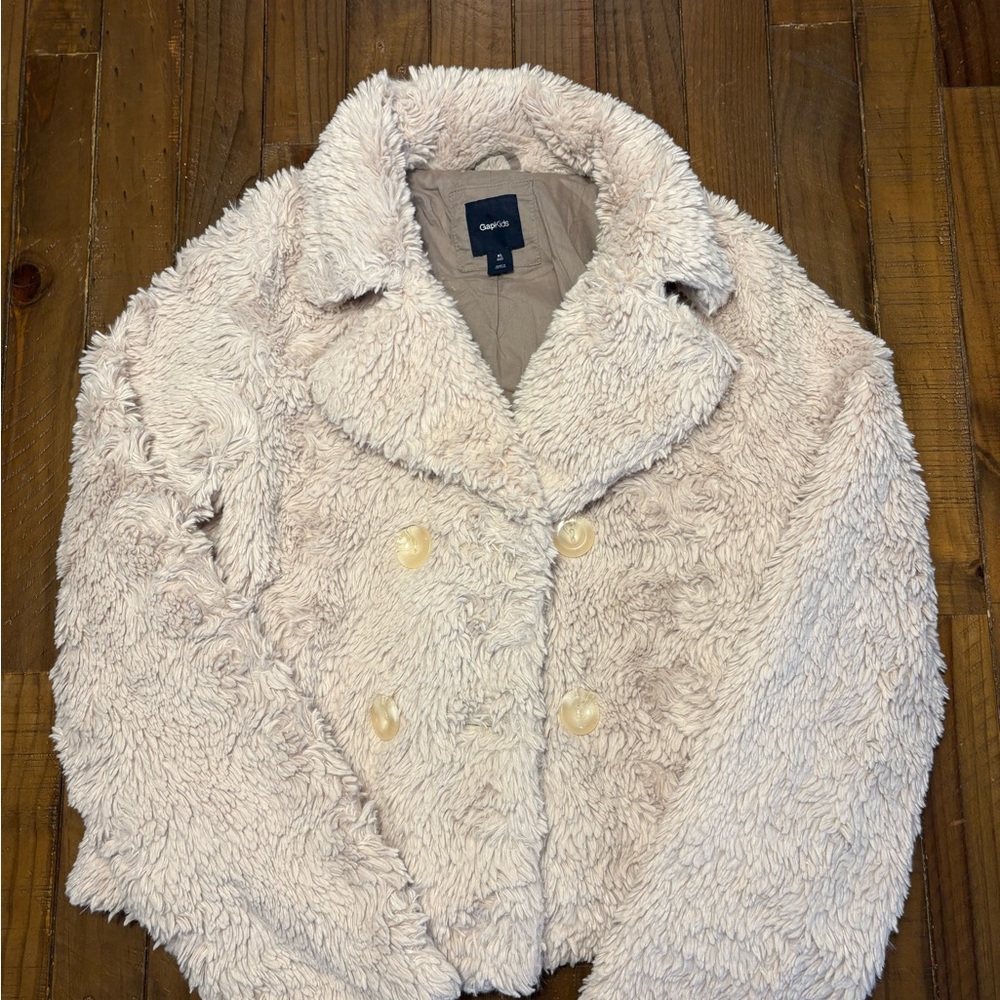 GAP Cream Faux Fur Jacket kids size 12